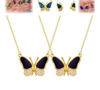 Collana a Farfalla Che Cambia Colore, Collana con Ciondolo Che Cambia Colore con sensore di Temperatura, graziosi Gioielli Regalo a Farfalla (2pcs)