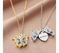 Collana a farfalla incastonata con diamanti incisi 'Ti amo', collana elegante alla moda con un ciondolo a farfalla apribile, ottimo come regalo oro,argentoLega di zinco