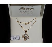 Collana a foglioline in oro giallo 750 18 kt e ciondolo farfalla in oro 750 18kt