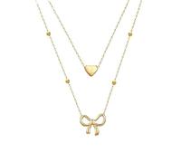 Collana a forma di cuore a doppio strato con piccole perle d'oro Catenina di clavicola impreziosita e dolci collane