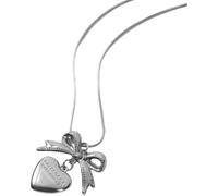 Collana a forma di cuore a forma di fiocco d'argento Collana con ciondolo con fiocco e ciondolo alla moda e personalizzato adatto per festival, feste, vacanze e vita quotidiana