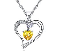 Collana a Forma di Cuore Collana Con Ciondolo a Forma di Freccia D'amore Placcata in Oro Bianco 14k Per Donna (Oro bianco-11-novembre)