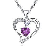 Collana a Forma di Cuore Collana Con Ciondolo a Forma di Freccia D'amore Placcata in Oro Bianco 14k Per Donna (Oro bianco-02-febbraio)