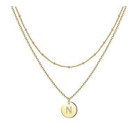 Collana a forma di cuore con lettera 26, con collo a doppio strato circolare, ciondolo a forma di ali d'angelo, in argento 925, rame, Senza Gemstone