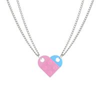Collana a forma di cuore con mattoni per coppie, amici, bestie, ciondolo a forma di cuore, 2 ciondoli in mattoni compatibili con elementi Lego, per donne e uomini, gioielli commemorativi, Ottone,
