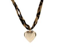 Collana a forma di cuore con stampa di leopardo esagerata con motivo ispirato a catena con stampa leopardata Ciondolo d'amore semplice adatto per vacanze, feste, shopping e vita quotidiana