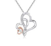 Collana a forma di cuore con tre generazioni/regali per la nonna gioielli in argento Sterling S925 nonna mamma nipote figlia festa della mamma collana gioielli regali di compleanno oro rosa infinito