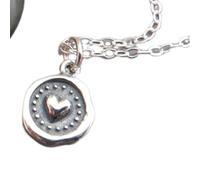 Collana a forma di cuore in argento sterling 925. Stile sigillo di cera. Mini ciondolo bohémien boho. Semplice ciondolo d'amore per tutti i giorni. Delicato e grazioso | con catena da 18 pollici |