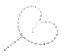 Collana a forma di cuore rosa, gioiello da donna bello e versatile che può essere indossato con qualsiasi stile, adjustable, Cristallo