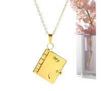 Collana A Forma Di Libro Per Mia Figlia,Con 6 Pagine In Oro Apribili E Collezionabili - Collana Per Figlia Dalla Mamma - Per Uso Quotidiano Scuola Aula Vacanza Natale Compleanno Festa Figlio Famiglia