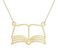 Collana a forma di libro, regalo per amanti dei libri, gioielli da donna, in acciaio inox, con ciondolo a forma di topo di biblioteca