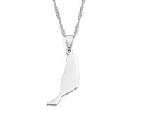 Collana A Forma Di Mappa Da Uomo E Donna - Ciondolo Con Mappa Di Fuerteventura E Catena Da 45/60 Cm Collana Con Ciondolo Di Gioielli Patriottici Di Fuerteventura Souvenir Di Viaggio,Grigio,60 Cm O 23