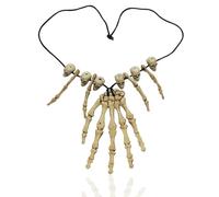 Collana a forma di osso di Halloween, con teschio e mano, gioiello ispirato al voodoo, accessorio per costume da strega spettrale