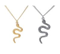 Collana A Forma Di Serpente 2 Pezzi, Gioielli Con Elemento Serpente, Collana Retrò Di Moda, Gioielli Alla Moda, Accessori Di Abbigliamento, Collana Con Ciondolo (Argento, Oro)