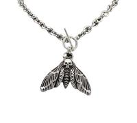 Collana a forma di T con falena della morte, in lega, stile gotico, 44 cm, per amanti della moda alternativa, collana gotica a forma di T
