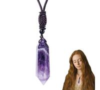 Collana A Pendente Cristallina - Stone Di Ametista Autentica Con Corda Regolabile | Gioielli Spirituali Artigianali Per Uomini, Dono Di Curativo, Collana Di Meditazione, Girocollo Di Corda D