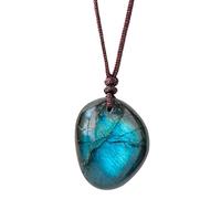 Collana a pendente di luna - collana di pietra cruda labradorita naturale, collana labradorite per donne | Decorazione della raccolta minerale della collana di energia della torre di cristalloo tascab