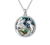 Collana a sirena di cristallo in argento Sterling 925 con ciondolo a forma di sirena idea regalo Oro Abalone Shell