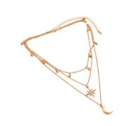 Collana a strati celestiale, con stella e luna, color oro, gioiello per uso quotidiano e occasionale