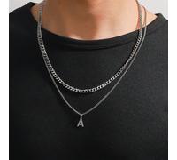 Collana a strati con ciondolo a forma di lettera da uomo alla moda e popolare in acciaio inossidabile per gioielli regalo e per look elegante L,M,S,H,A,T,O,X,B,C,D,E,F,G,I,J,K,N,P,Q,R,U,V,W,Y,ZAcciaio
