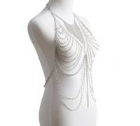 Collana a tracolla Bikini Crossover multistrato a catena con cintura e nappa