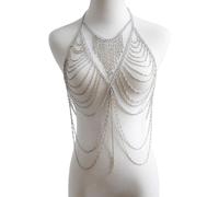 Collana a tracolla Bikini Crossover multistrato a catena con cintura e nappa