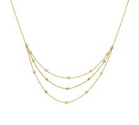 Collana A Tre Fili Con Perline Testurizzate In Oro Giallo 14K Reale 17"