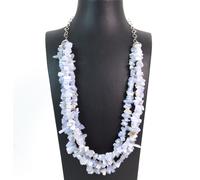 Collana a tre fili in Calcedonio con chiusura e catena in Argento925.MadeinItaly