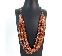 Collana a tre fili in Corniola con chiusura e catena in Argento 925.MadeinItaly