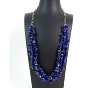 Collana a tre fili in Lapis con chiusura e catena in Argento 925.MadeinItaly