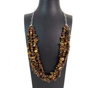 Collana a tre fili in Occhio Tigre con chiusura,catena in Argento925.MadeinItaly