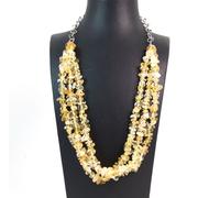 Collana a tre fili in Q. Citrino, chiusura e catena in Argento 925. MadeinItaly