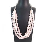 Collana a tre fili in Quarzo Rosa, chiusura e catena in Argento 925. MadeinItaly