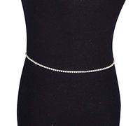 Collana a vita con strass, per il corpo, con perle, moneta, cristallo, pancia, spiaggia, bikini, catena per la pancia, catena in vita, cintura, collana in argento, elegante e popolare, utile e