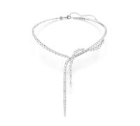 Collana a Y Mesmera, misure miste, bianco, finitura in rodio