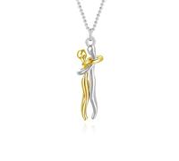 Collana abbraccio in argento sterling 925 per donne e uomini, catena con ciondolo girocollo abbracciante collane da uomo coppia di amanti, baci abbracci