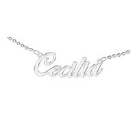 Collana Acciaio Inossidabile Donna con Scritta Nome Personalizzata - Catena Acciaio Inox Elegante con Ciondolo Personalizzato - Idee Regalo Ragazza Uniche - Cecilia