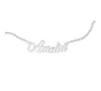 Collana Acciaio Inossidabile Donna con Scritta Nome Personalizzata - Catena Acciaio Inox Elegante con Ciondolo Personalizzato - Idee Regalo Ragazza Uniche - Amelia