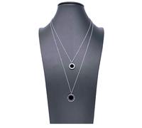 Collana Acciaio Zodiaco Oroscopo Pietra Brillante Donna Elegante Argento Nero