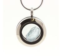 Collana Acquamarina Brut. Modello Medaglione 20 MM Colore Argento