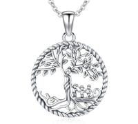 Collana Albero della Vita per Donne, Ciondolo Albero della Vita Madre e figlio in Argento Sterling 925 e Collana Albero Genealogico, Regali di gioielli per donna madri e figlie