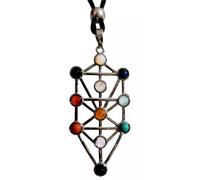 Collana Albero della Vita Sefirot Ciondolo Chakra Pietra Preziosa Kabbalah...