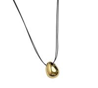 Collana alla moda a doppio strato con cordino cerato, collana alla moda con ciondolo a goccia su due corde di cera per gli appassionati di moda elegante, Misura unica, come descritto, come descritto