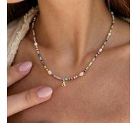 Collana alla moda con 26 lettere colorate - Acciaio inossidabile - Catena minimalista per clavicola - Per donne L,M,S,H,A,T,O,X,B,C,D,E,F,G,I,J,K,N,P,Q,R,U,V,W,Y,ZAcciaio inossidabile
