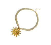 Collana alla moda con ciondolo a forma di foglia in acciaio inox, ciondolo a forma di sole/conchiglia, accessori per l'uso quotidiano, collana ispirata alla natura artistica, Misura unica, come