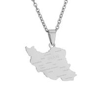 Collana alla moda con ciondolo a forma di mappa dell'Iran, collana lunga girocollo gotica per feste di compleanno
