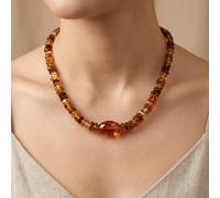 Collana alla moda in ambra e cera d'api, collana elegante con perline, design minimalista versatile, unisex, non scolorisce, adatta per uso quotidiano e come regalo, ideale per la Festa della Mamma e 