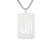 Collana Allah Ciondolo Islamico Ayatul Kursi Protezione Corano Asma - Ul - Husna Collana Araba Scrittura Musulmana Gioielli Religiosi Islam Eid Ramadan Regalo Donne Uomini (Allah argento)