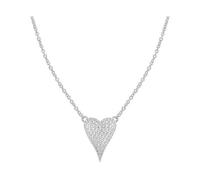 Collana Amen Cuore Allungato zirconi Bianchi Argento 925 rodiato