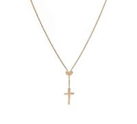 COLLANA AMEN PREGA AMA CLCHR CON CUORE E CROCE IN ARGENTO 925 COLORE ROSATO E CH